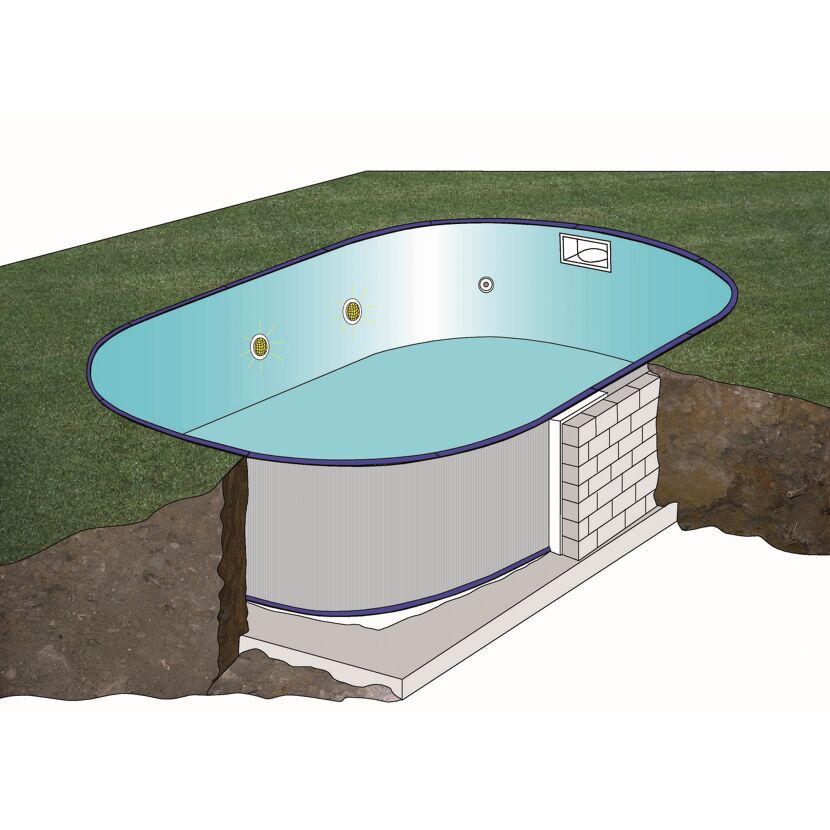 Skizze eines teilversenkten Rundpools