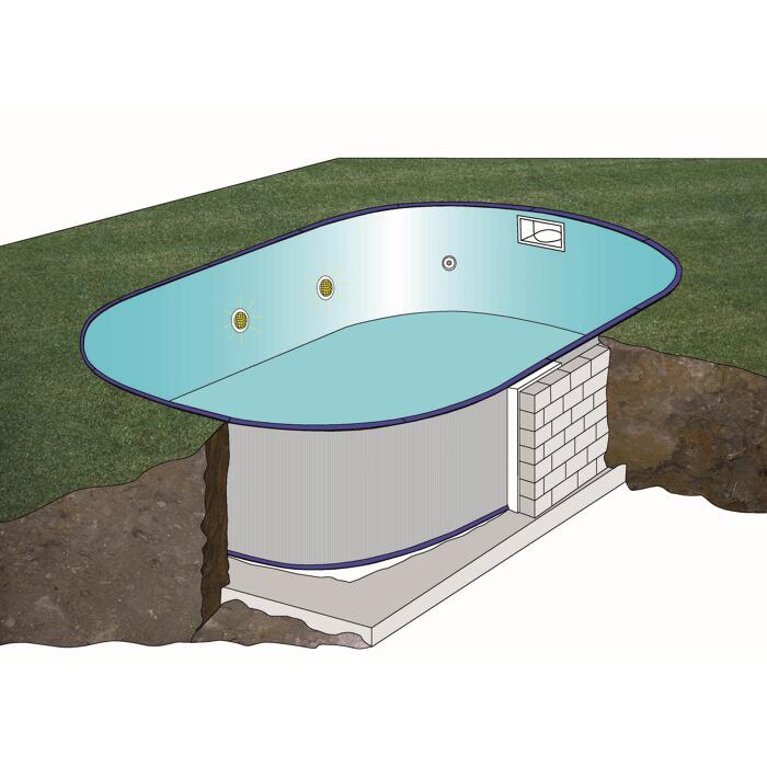 EinbaupoolSet 'Madagascar' blau/weiß oval 700 x 320 x 150 cm