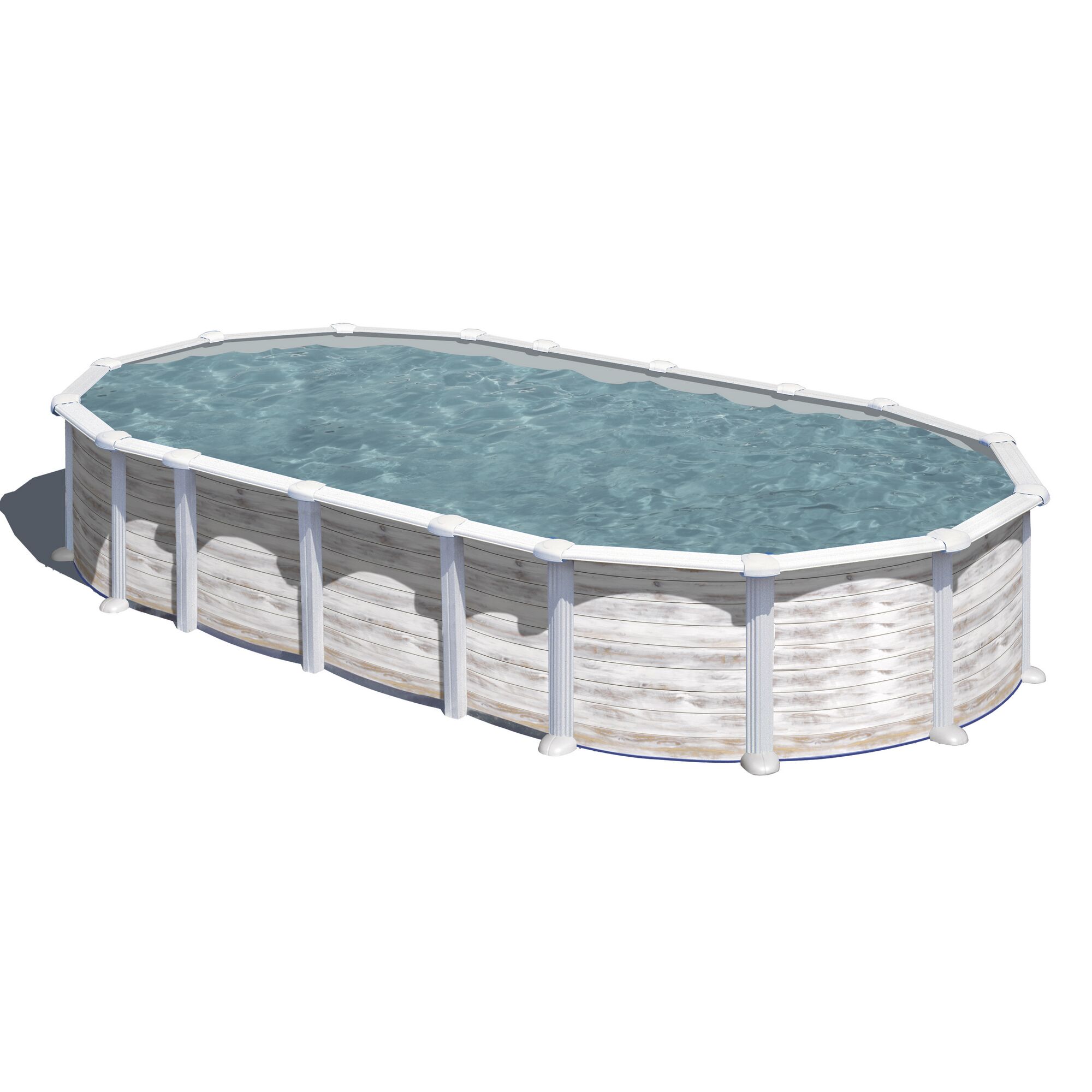 Ovaler Aufstellpool mit Holzoptik