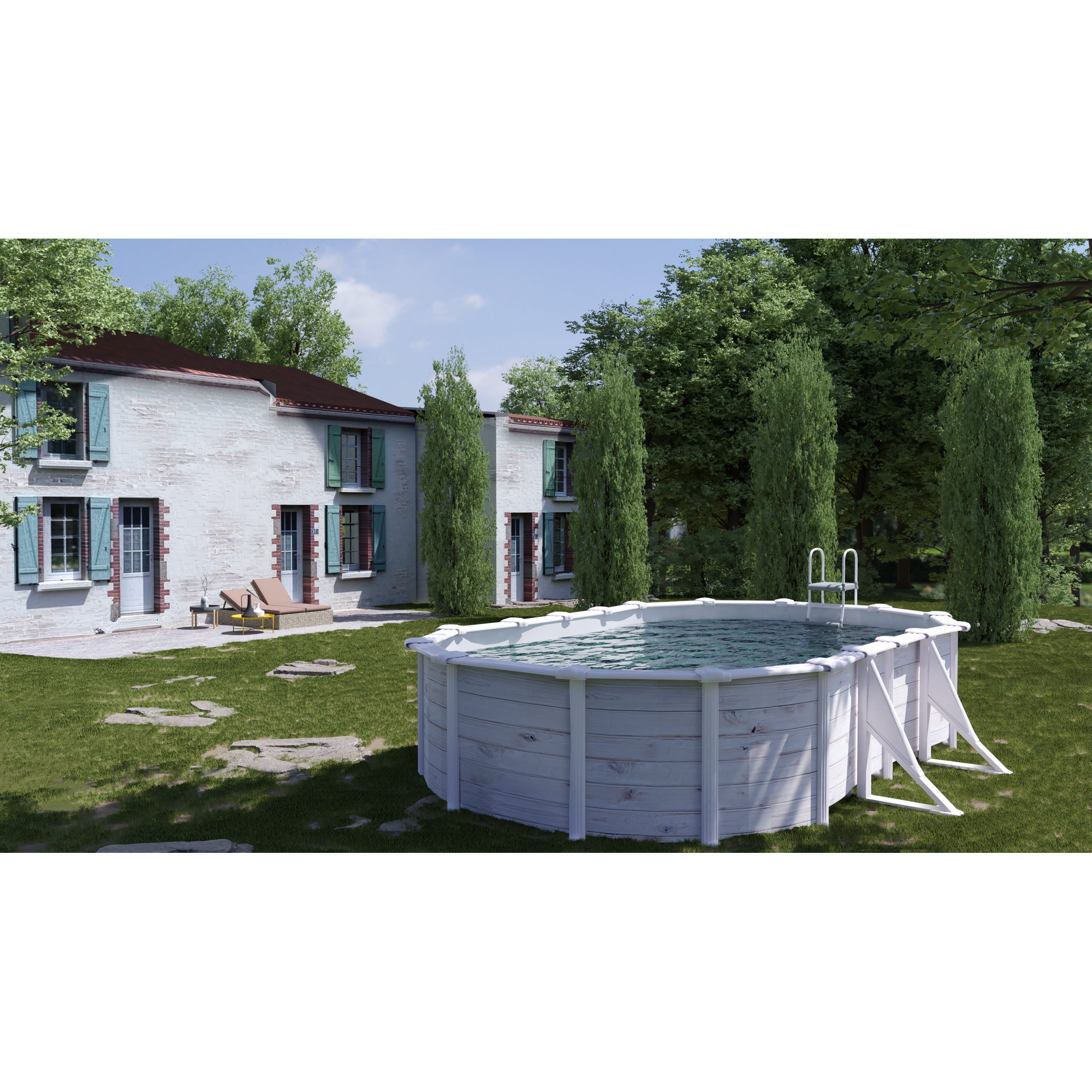 Aufstellpool-Set 'Nordic' nordicweiß oval 610 x 375 x 132 cm + product picture
