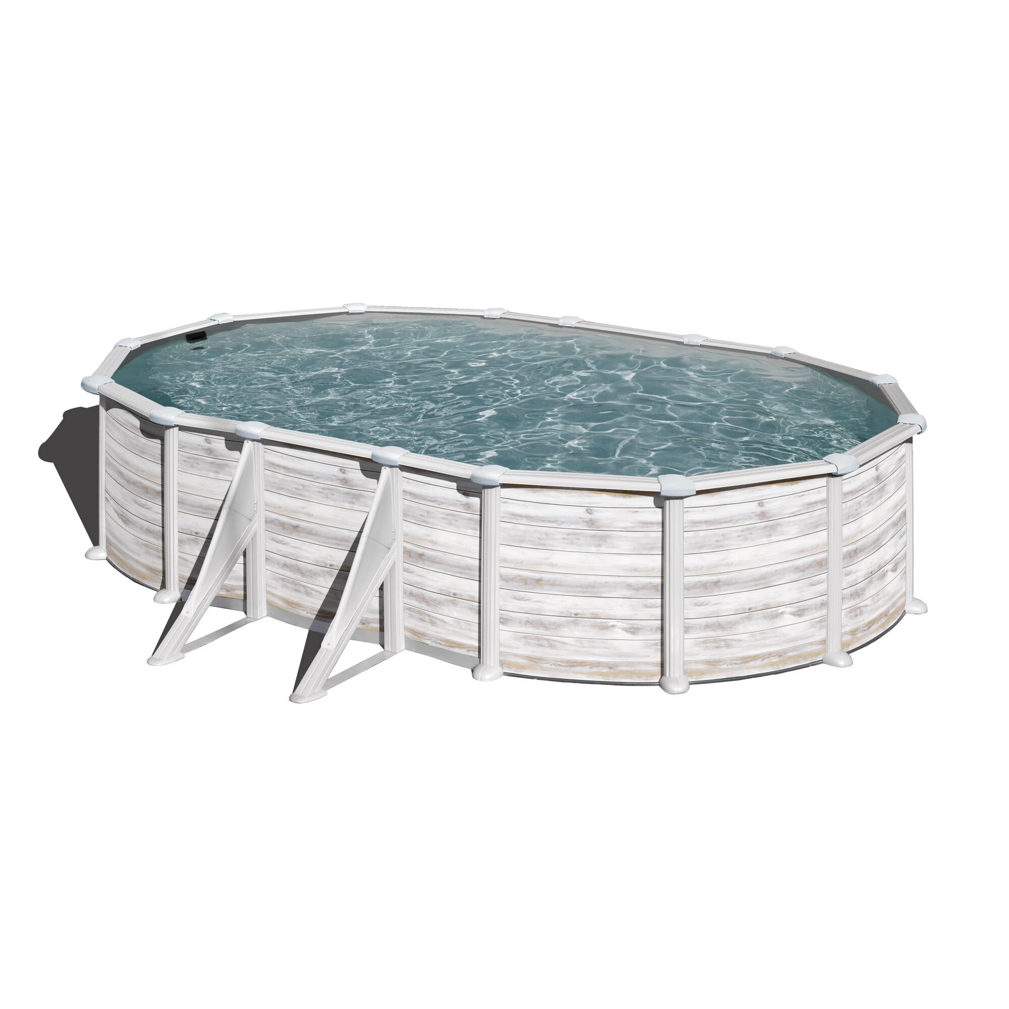 Ovaler Pool mit Holzoptik