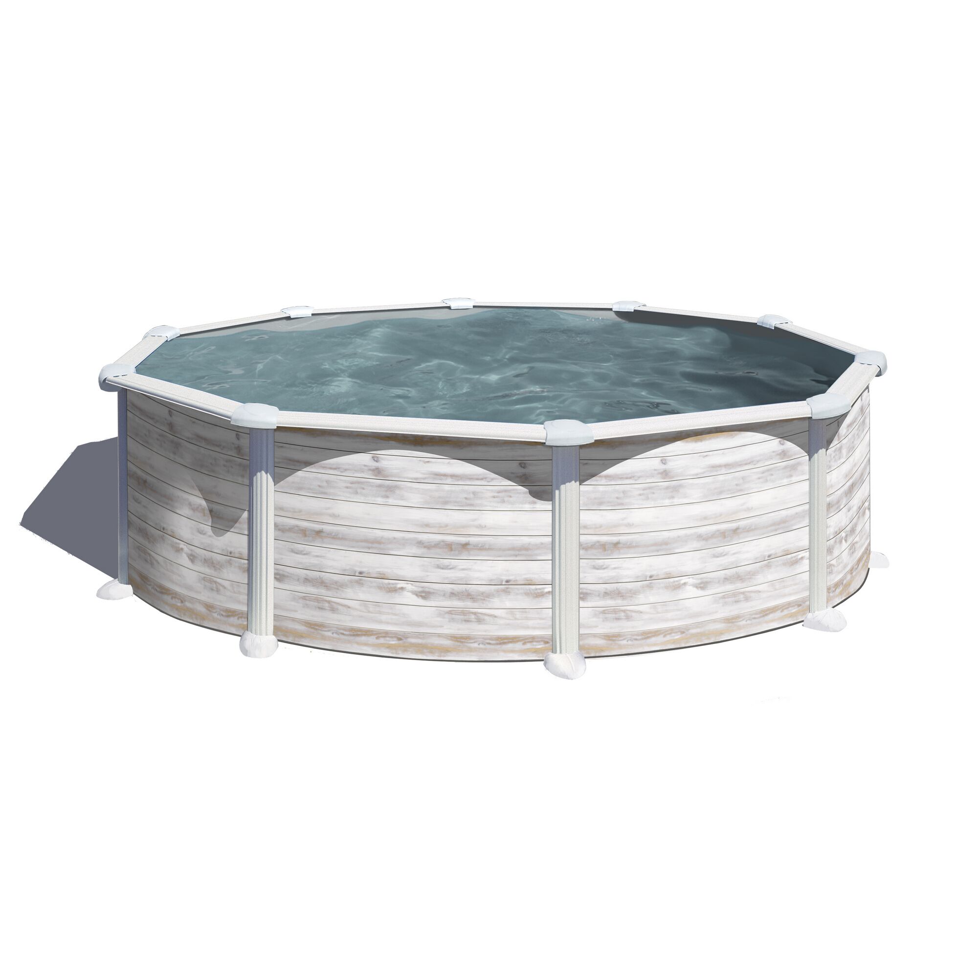 Runder Aufstellpool mit Holzoptik