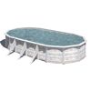 Ovaler Aufstellpool mit Holzoptik