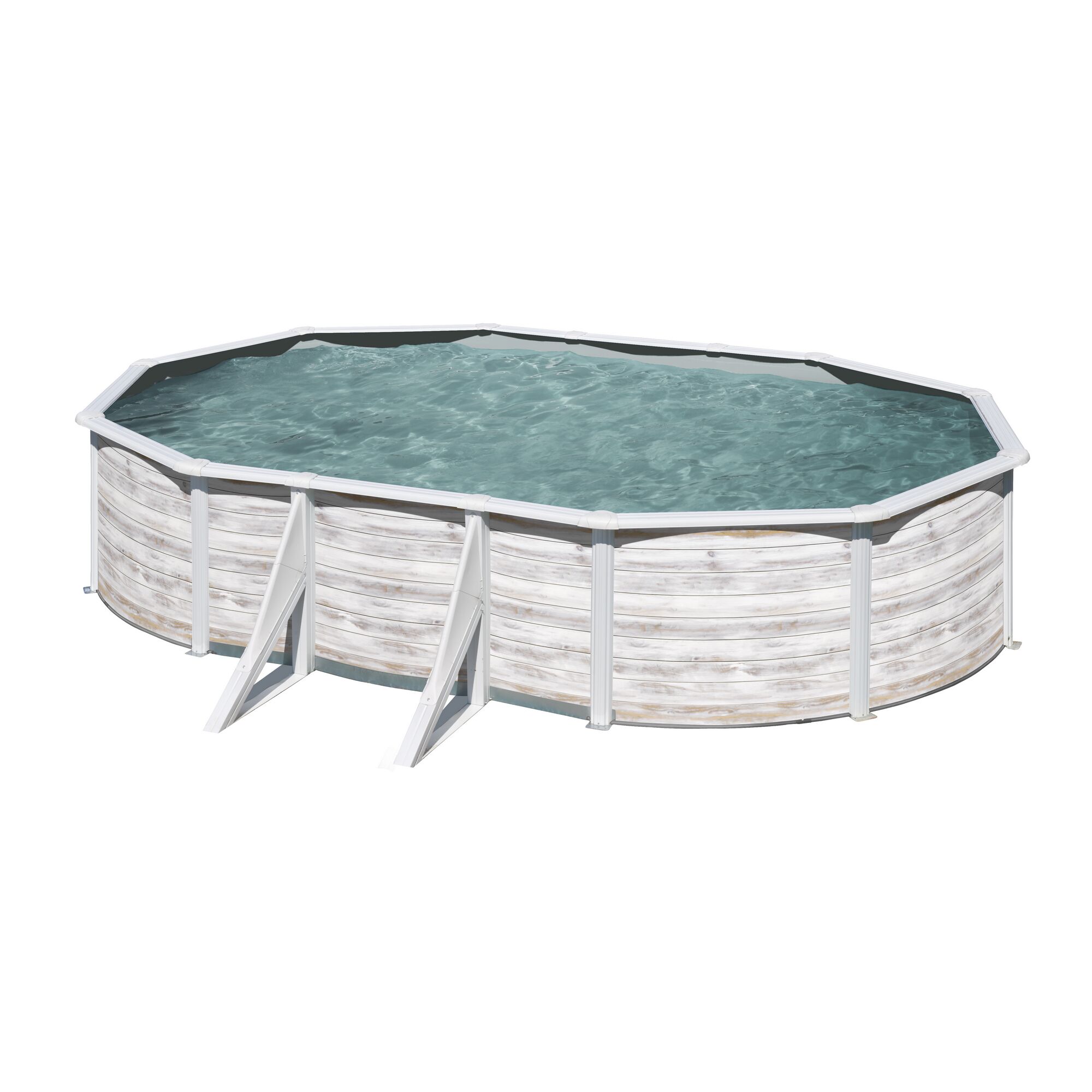 Ovaler Pool mit Holzoptik