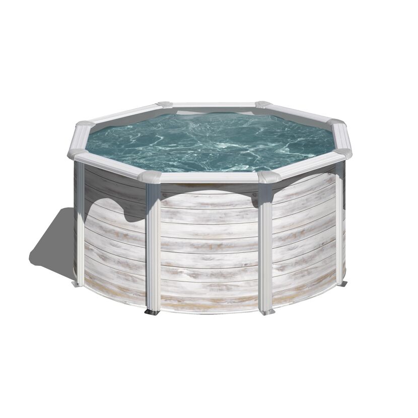Aufstellpool mit Holzoptik