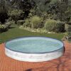 Runder, weißer Pool im Garten