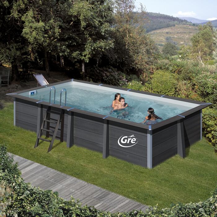 AufstellpoolSet 'Avantgarde' dunkelgrau rechteckig 606 x 326 x 124 cm