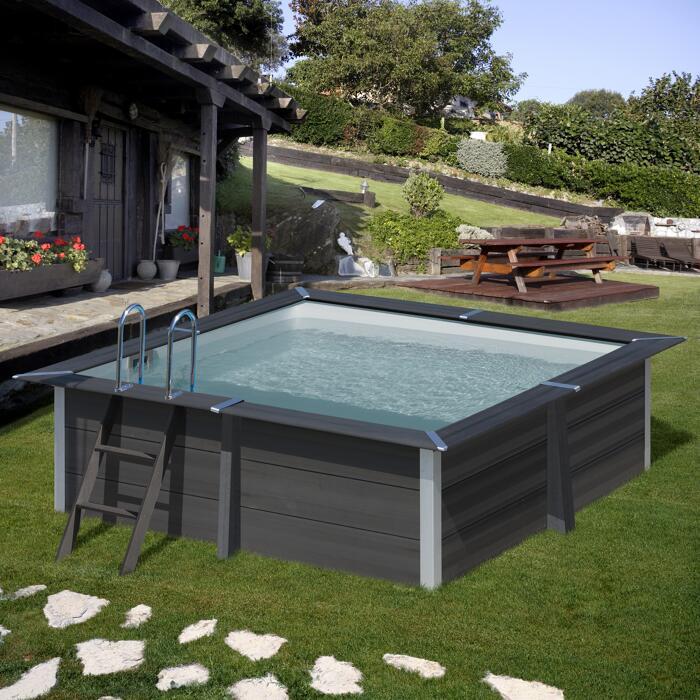 Aufstellpool-Set 'Avantgarde' dunkelgrau rechteckig 326 x 326 x 96 cm