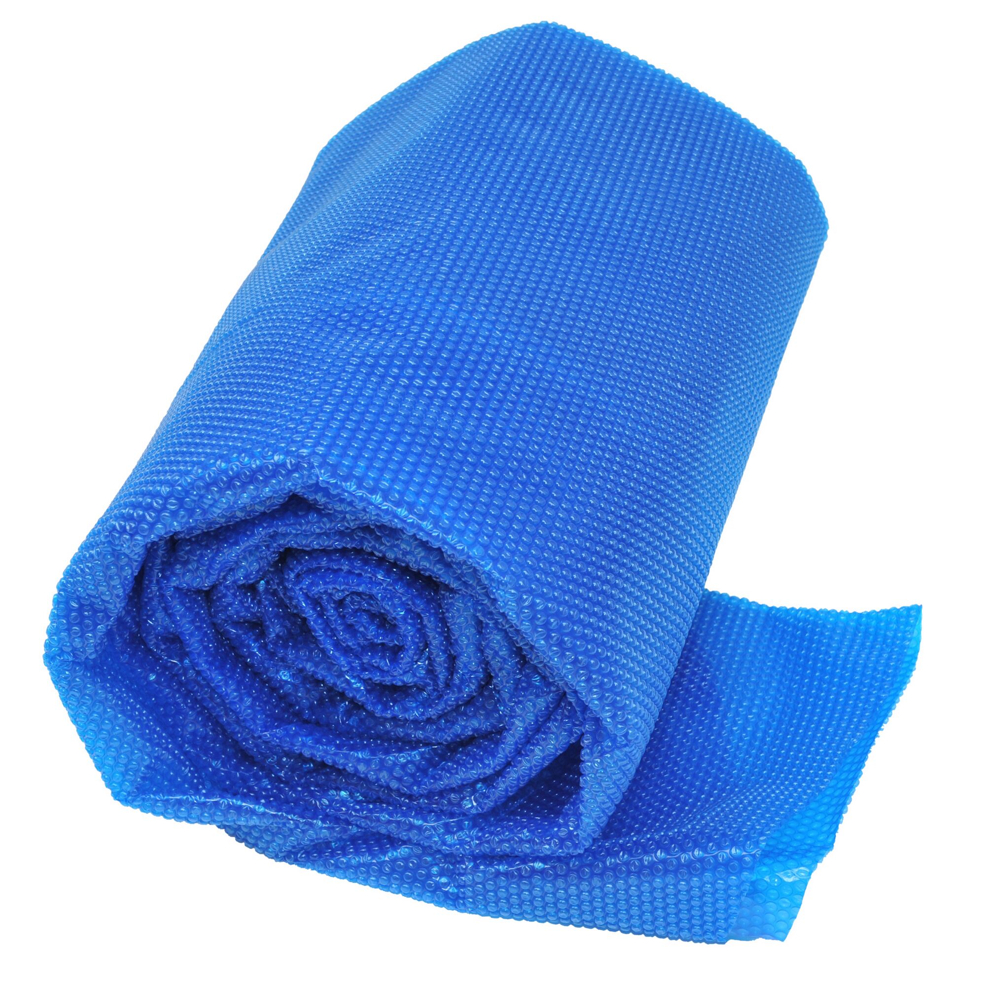 Zusammengerollte blaue Solar-Pool-Abdeckplane