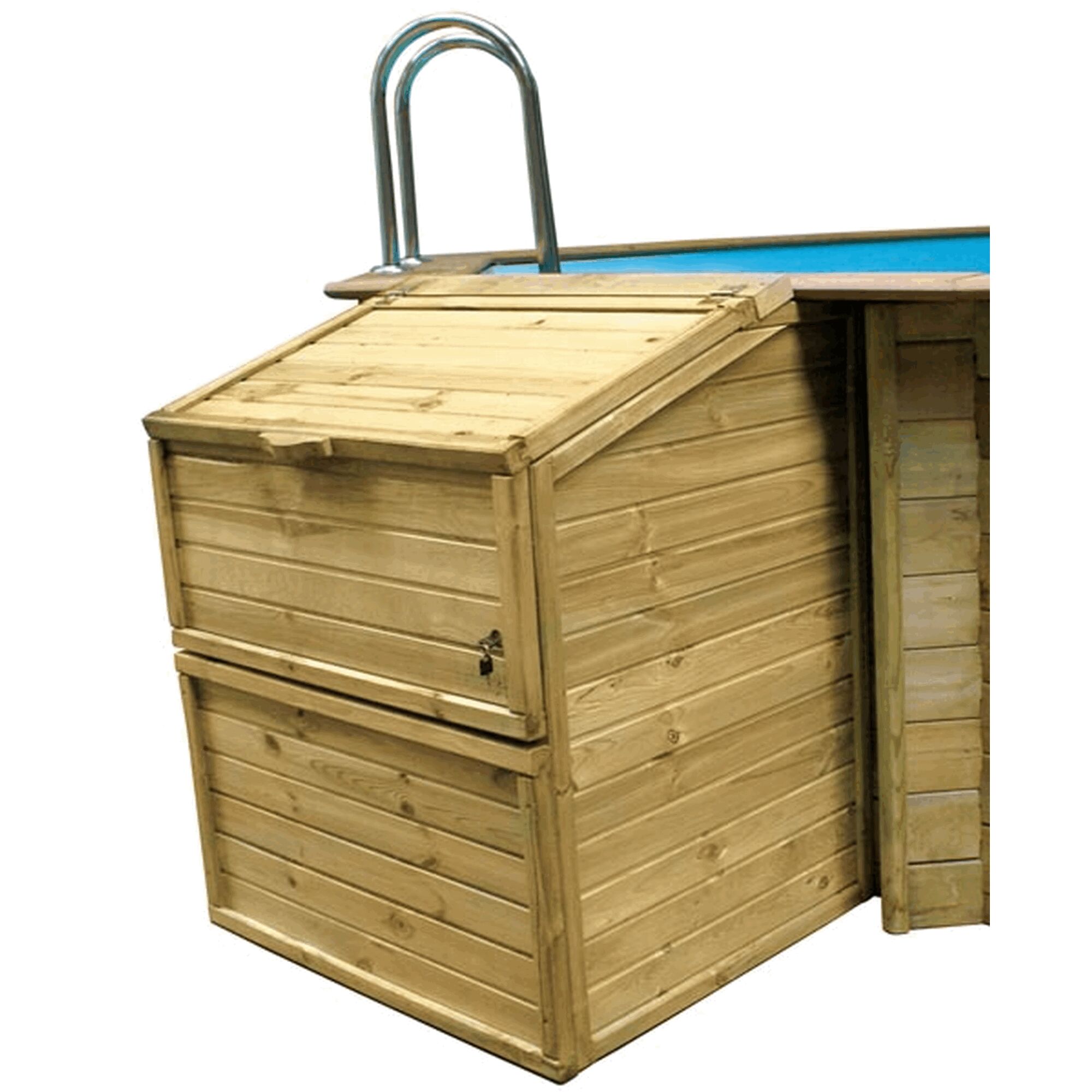 Holzschrank am Pool