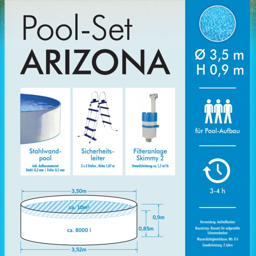 Pool-Set Arizona Stahlwandpool mit Leiter und Filteranlage