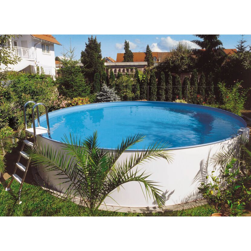 Aufstellpool Acapulco, rund, mit Leiter im Garten
