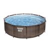 Runder, brauner Aufstellpool von Bestway mit Wasser gefüllt.