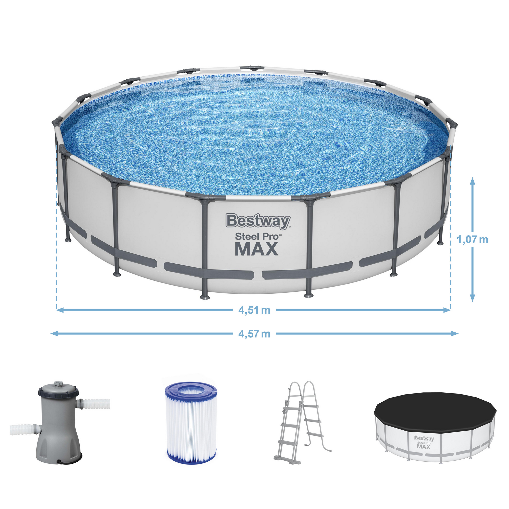 Frame-Pool-Set 'Steel Pro Max' Ø 457 x 107 cm mit Sicherheitsleiter und Filterpumpe + product picture