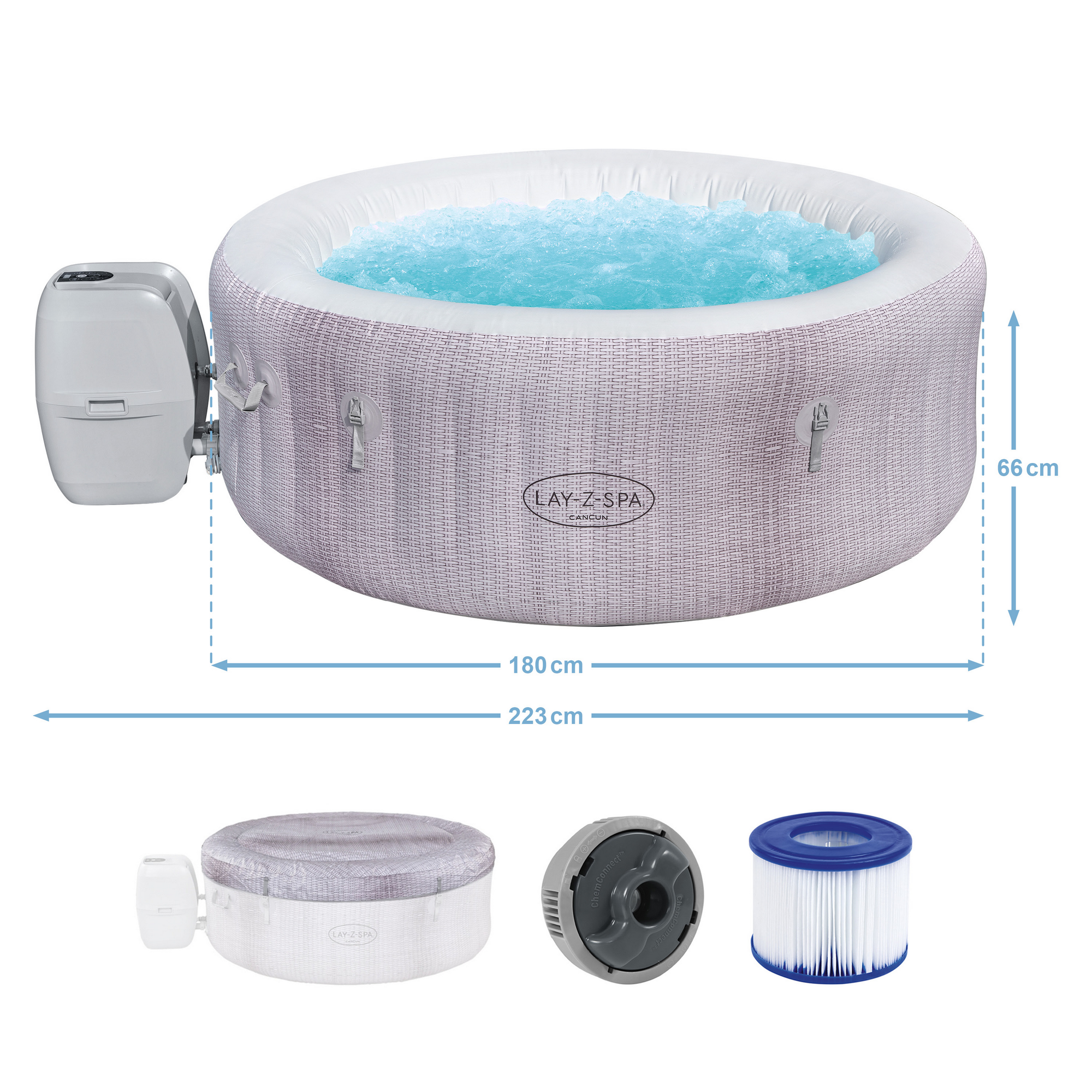Whirlpool 'Lay-Z-Spa™ Cancun AirJet' altrosa/weiß Ø 180 x 66 cm + product picture