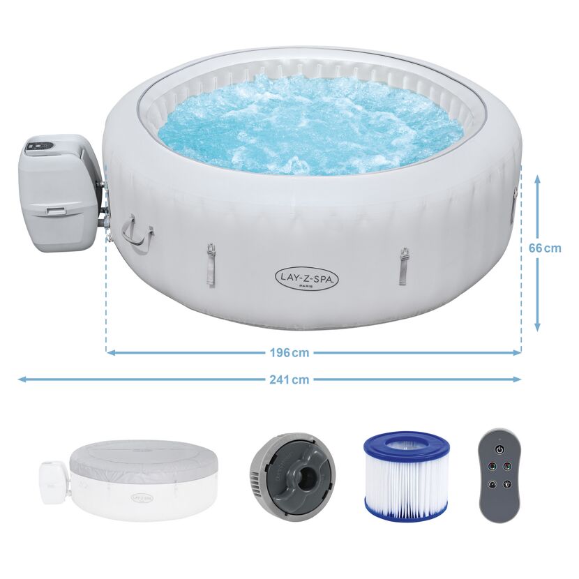 Aufblasbarer Whirlpool Lay-Z-Spa Paris mit Zubehör.