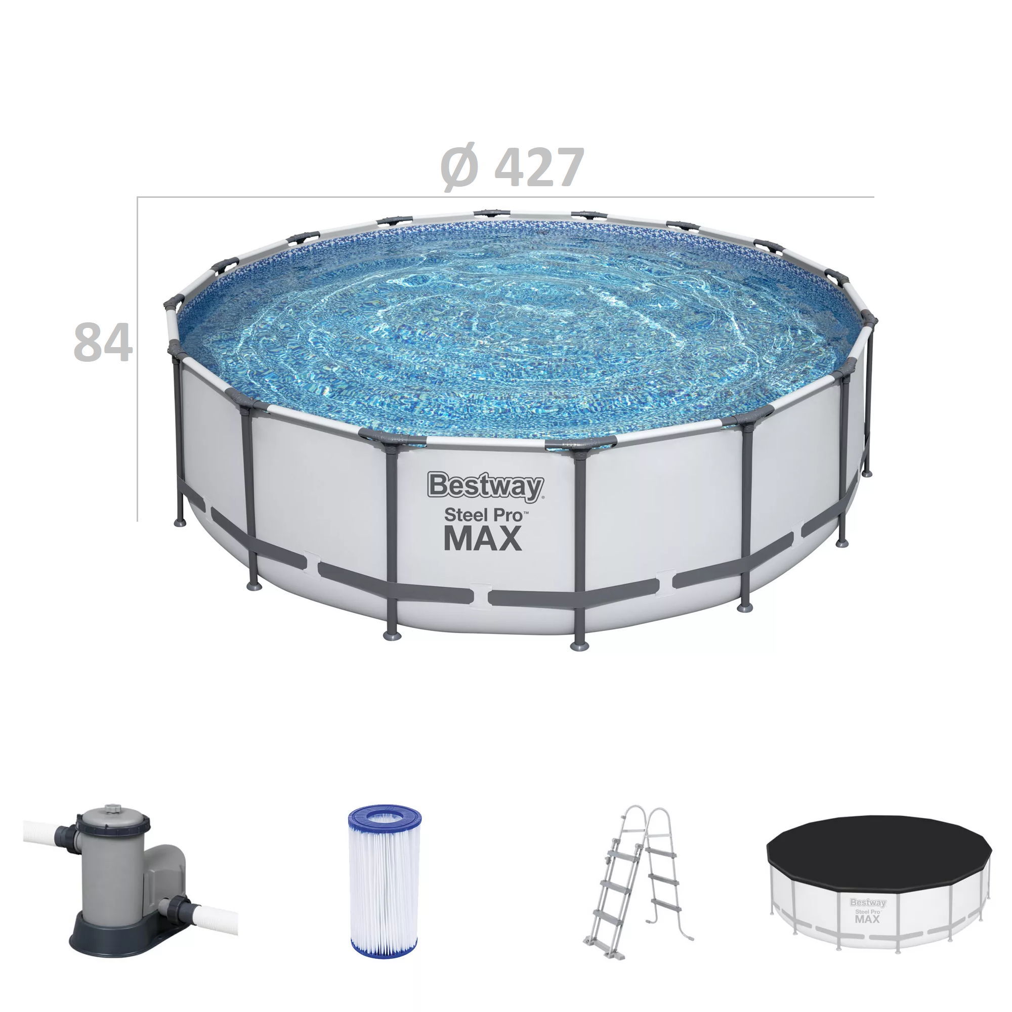 Frame-Pool-Set 'Steel Pro Max' Ø 488 x 122 cm mit Sicherheitsleiter und Kartuschenfilter + product picture