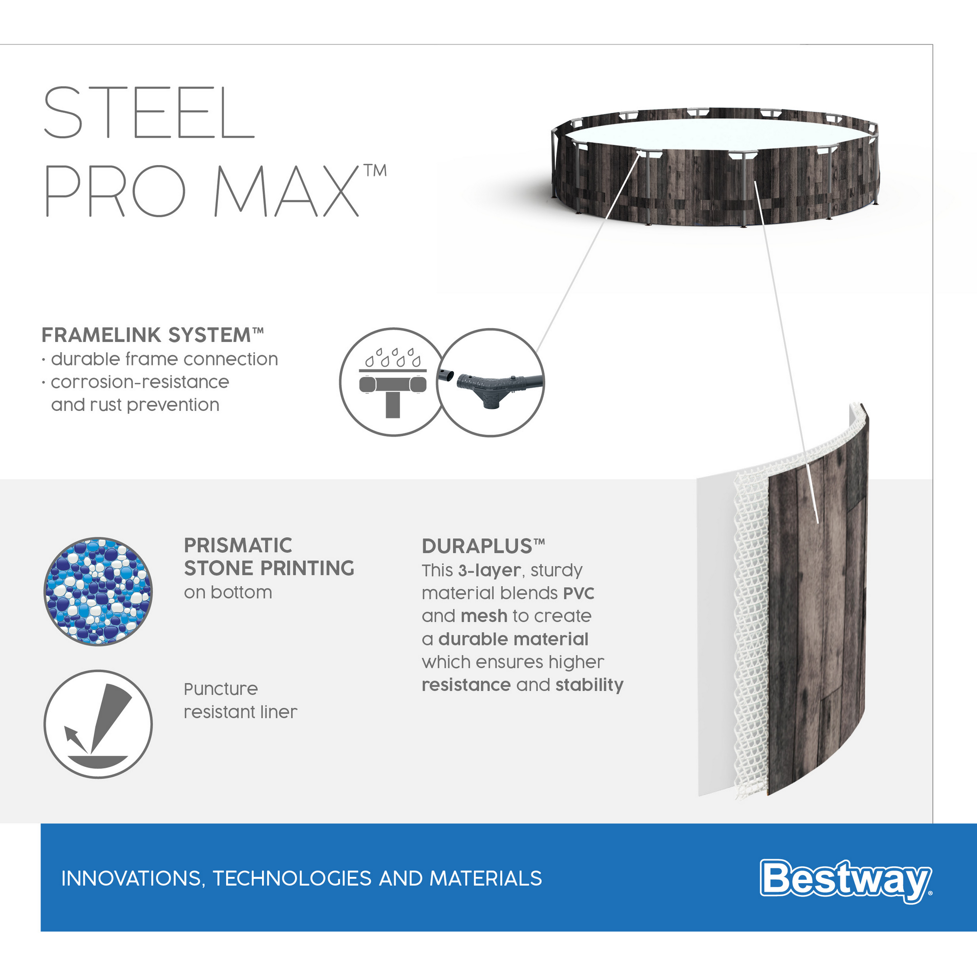 Aufstellpool 'Steel Pro MAX' Komplett-Set, grau rund Ø 366 x 100 cm + product picture