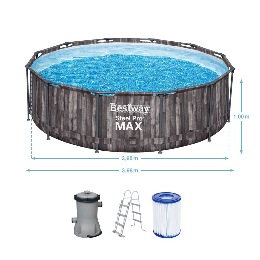 Bestway Steel Pro Max Pool mit Filterpumpe und Leiter