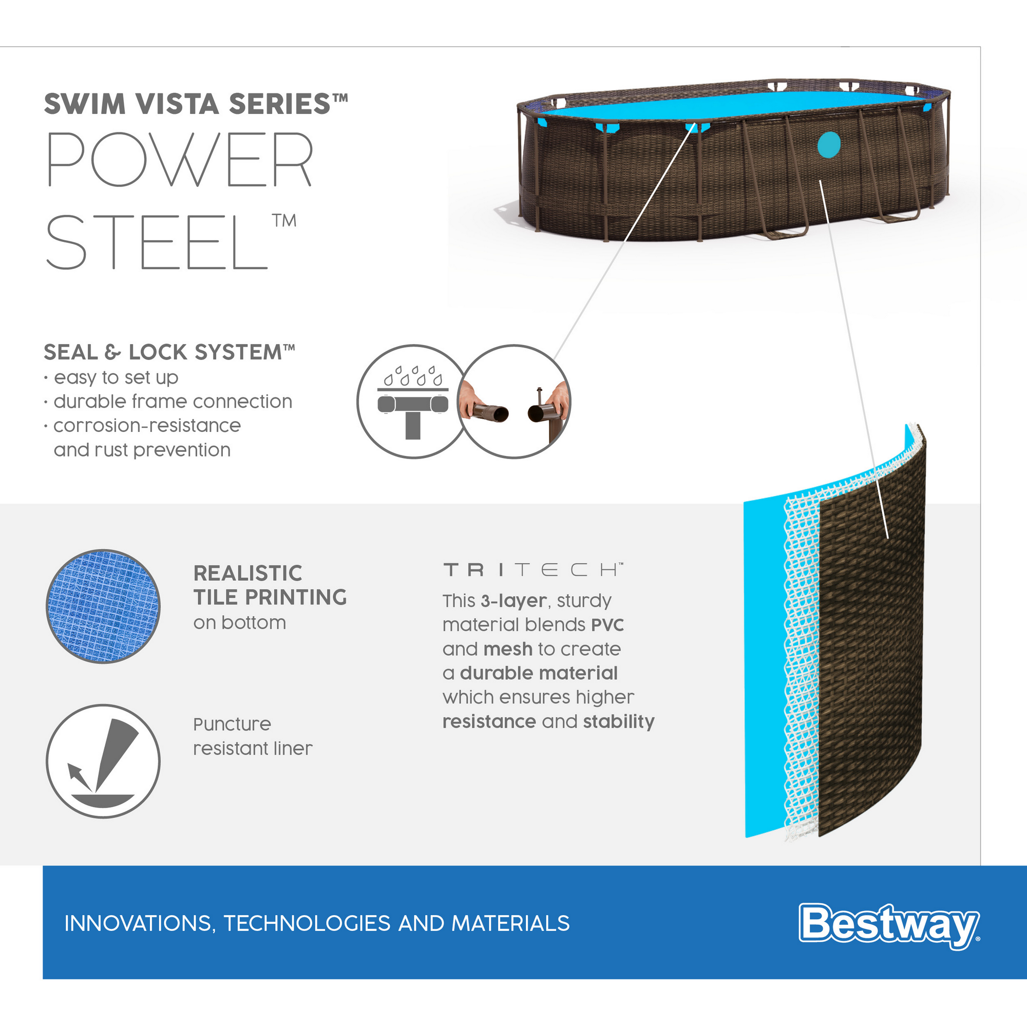 Aufstellpool 'Power Steel Swim Vista Series ll' Komplett-Set, braun oval 427 x 250 x 100 cm + product picture