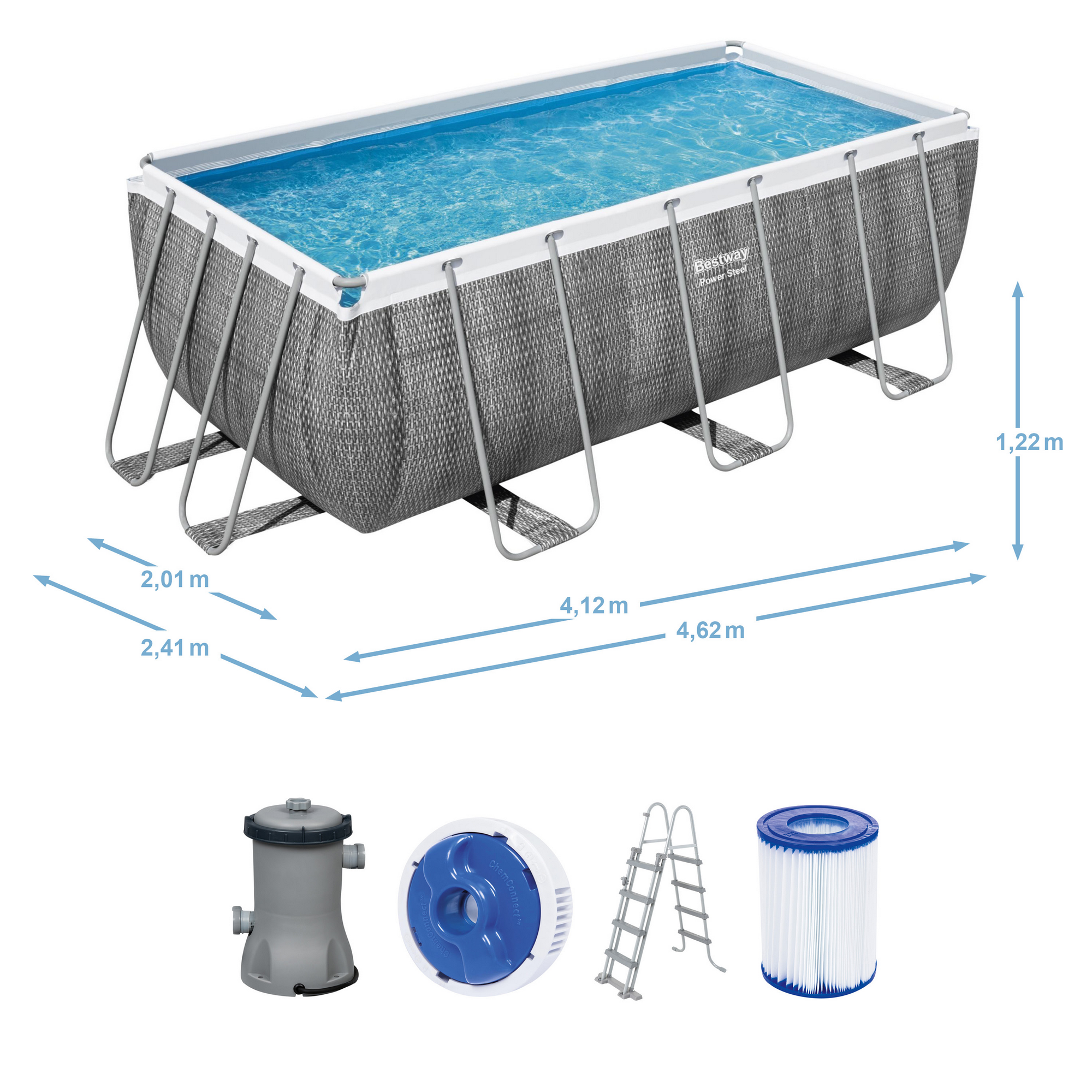 Frame-Pool-Set 'Power Steel' 412 x 201 x 122 cm mit Sicherheitsleiter und Kartuschenfilter + product picture