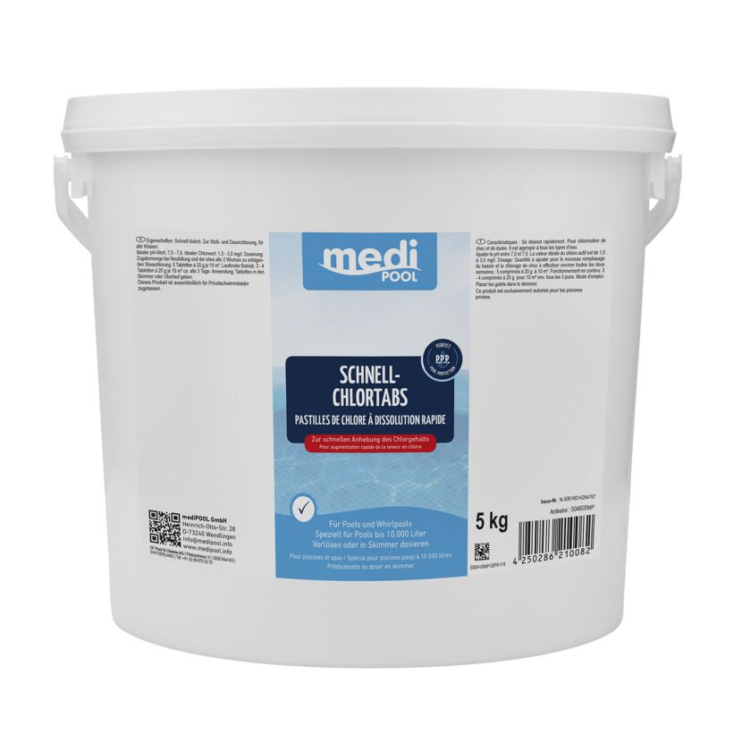 5 kg Eimer mit Schnell-Chlortabs von mediPOOL