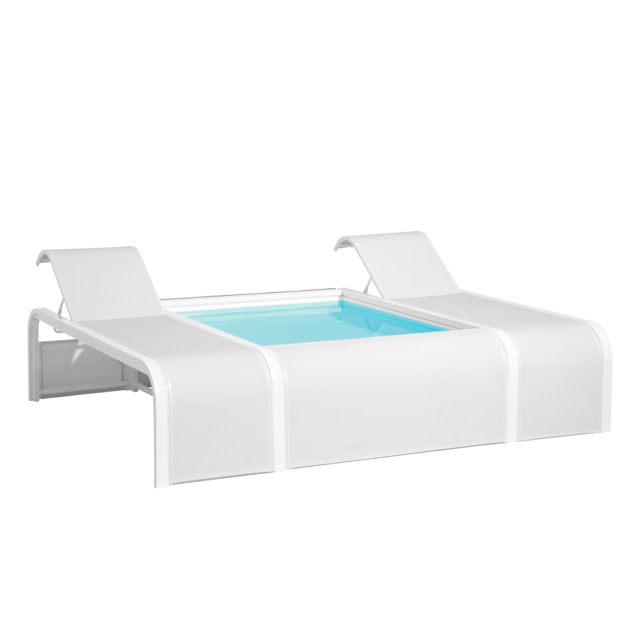 Weißer Pool mit zwei Liegen