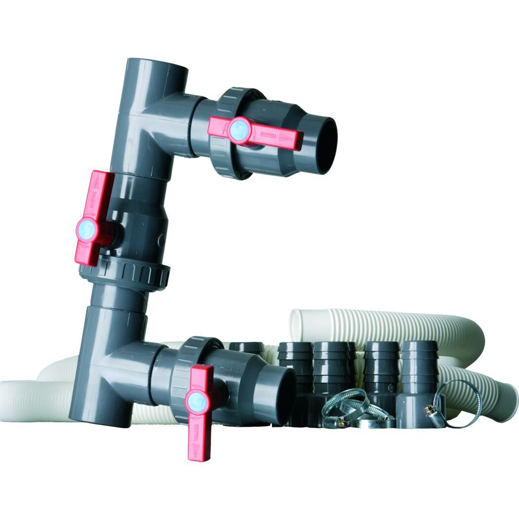 Bypass-Set für Wärmepumpen mit Ventilen und Schläuchen