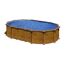 Ovaler Stahlwandpool mit Holzoptik