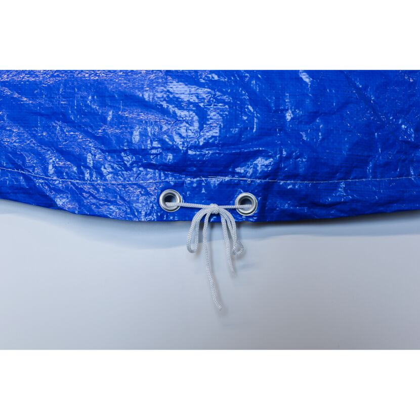 Blaue Abdeckplane mit Kordelzug