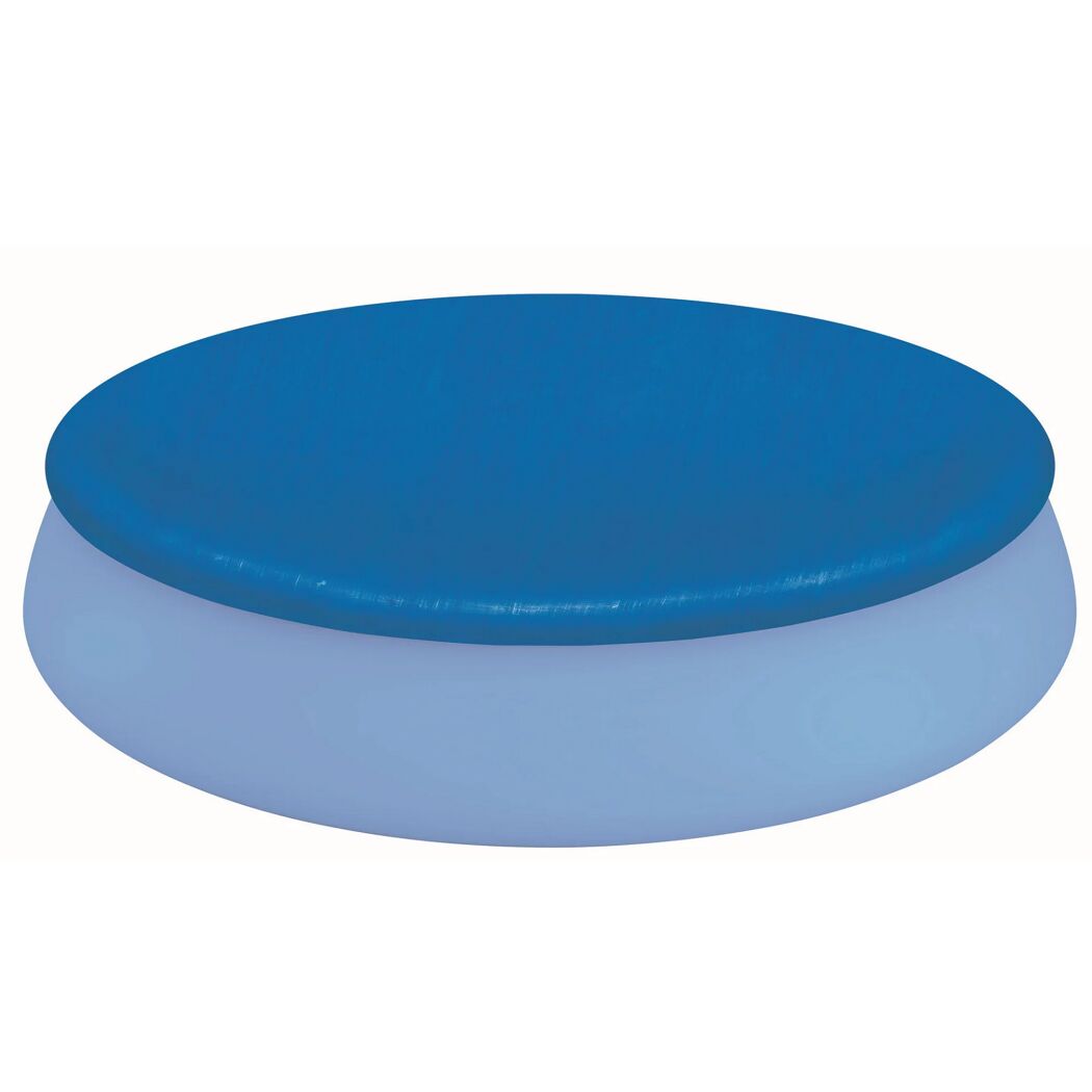 Blaue Poolabdeckung für einen runden Pool