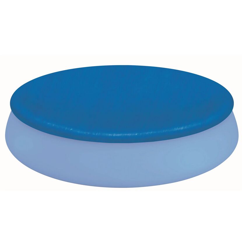 Blaue Poolabdeckung für einen runden Pool