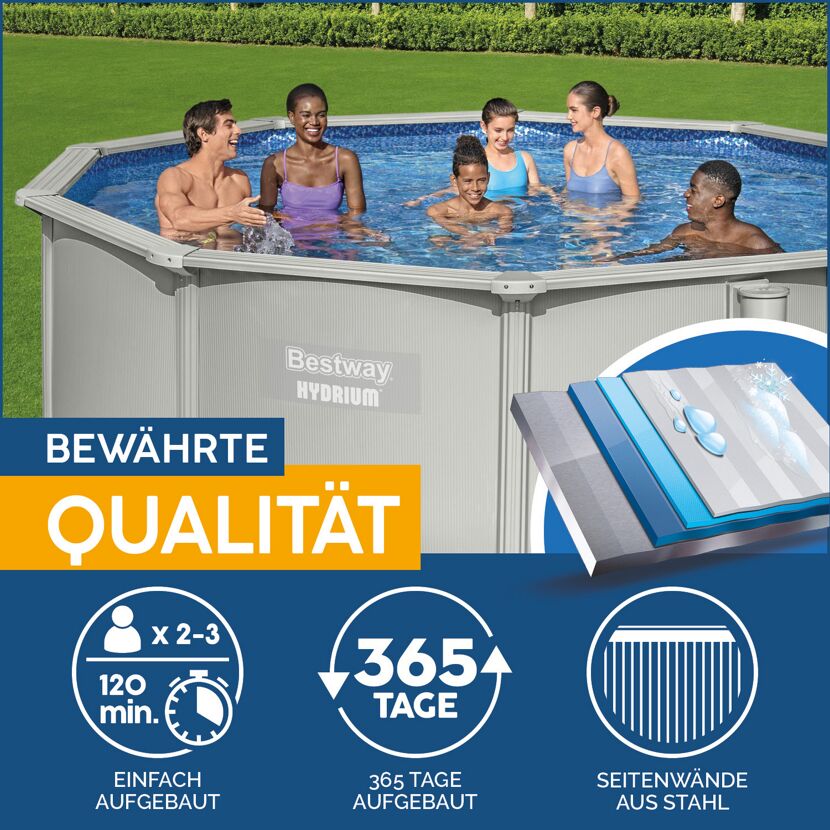 Familie im Stahlwandpool von Bestway