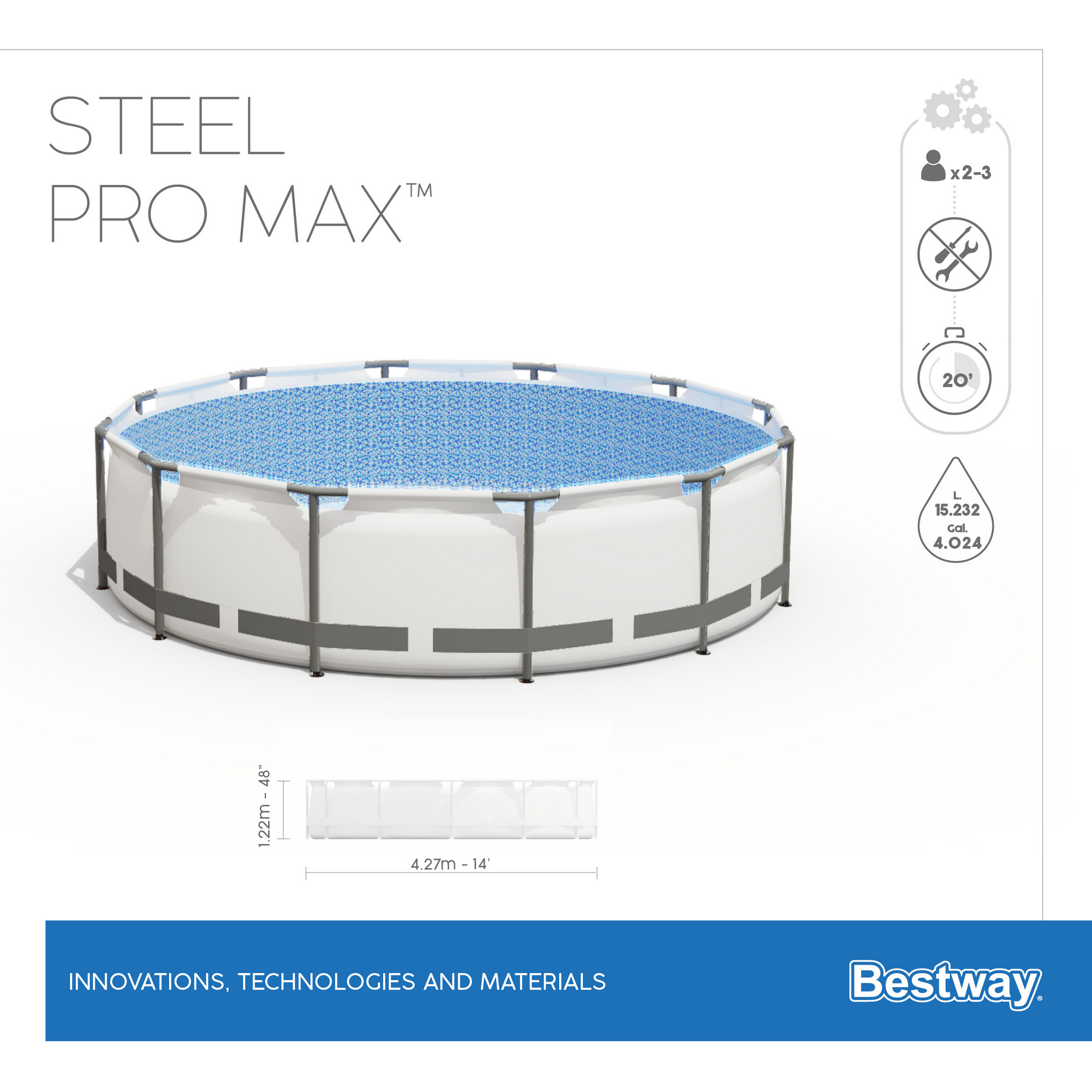Aufstellpool-Set 'Steel Pro Max™' grau Ø 427 x 122 cm + product picture