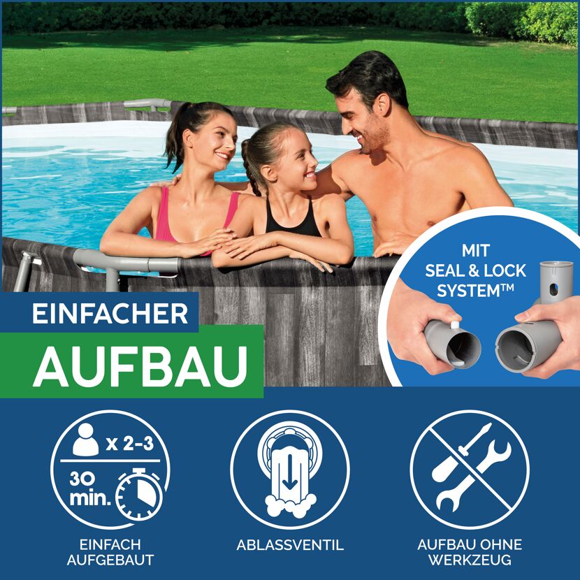 Familie im Pool mit Seal & Lock System