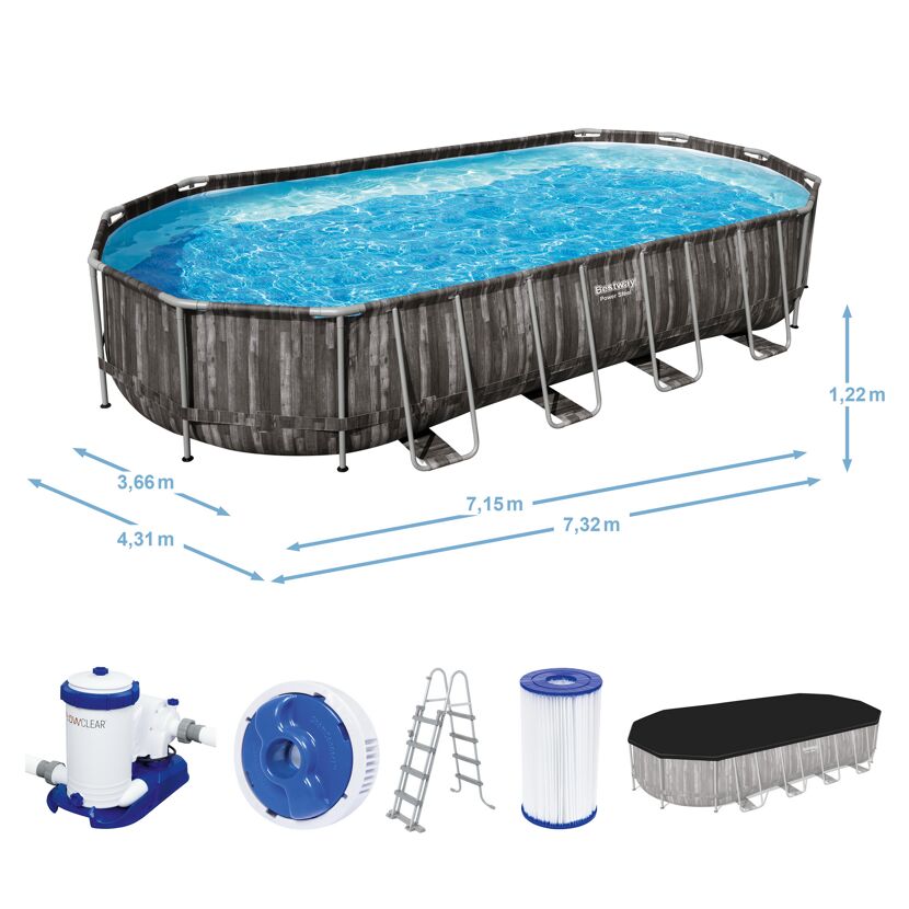 Ovaler Aufstellpool Power Steel mit Zubehör