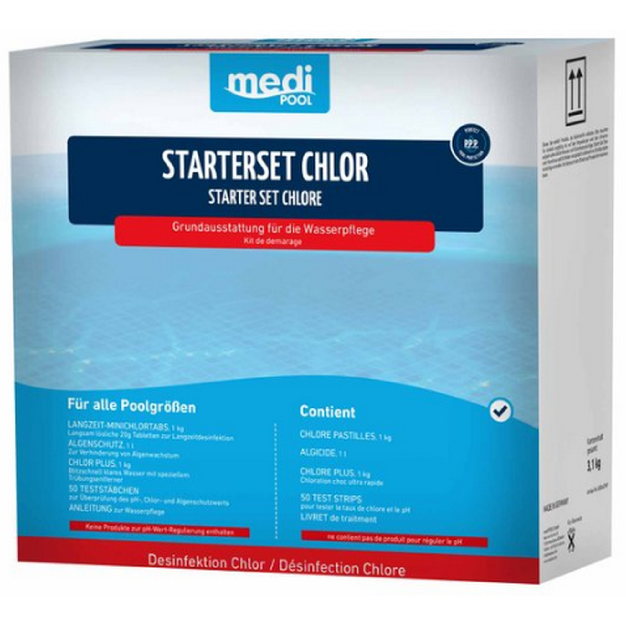 Starter-Set Chlor 3,1 kg, inklusive Algenschutz und Teststäbchen + product picture