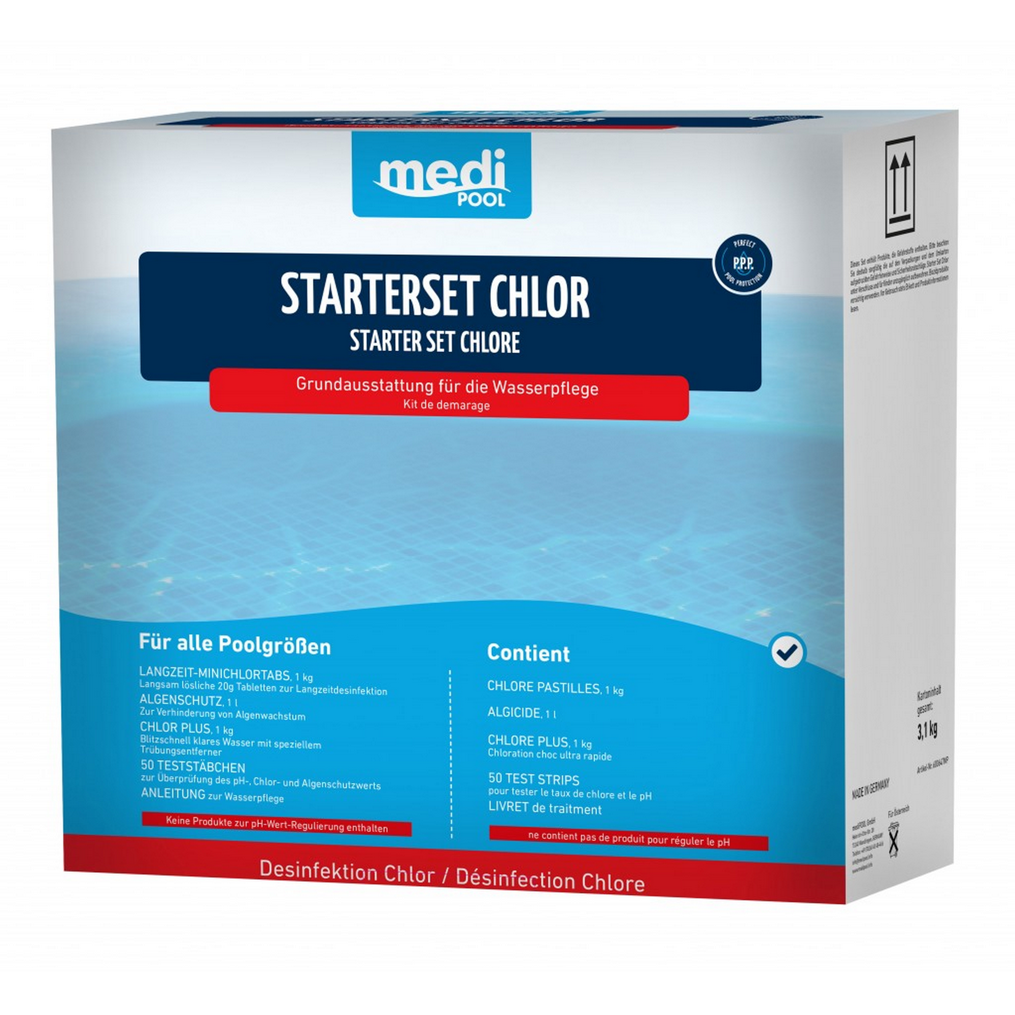 Starter-Set Chlor 3,1 kg, inklusive Algenschutz und Teststäbchen + product picture