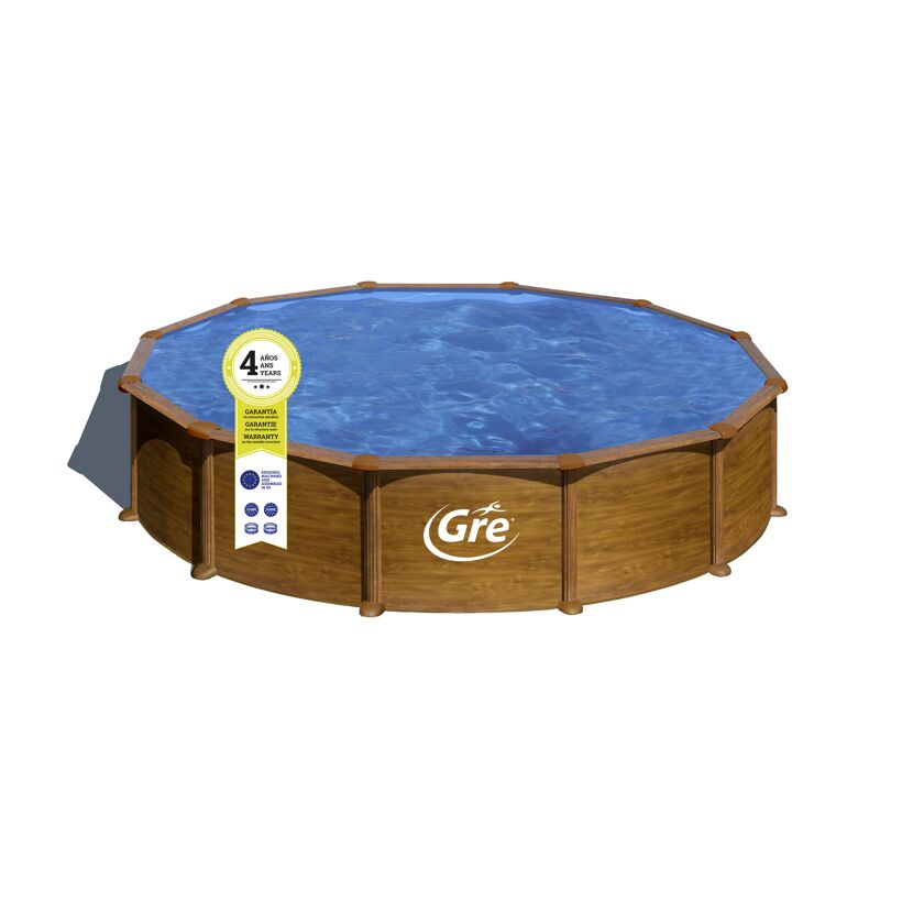 Runder Pool mit Holzoptik