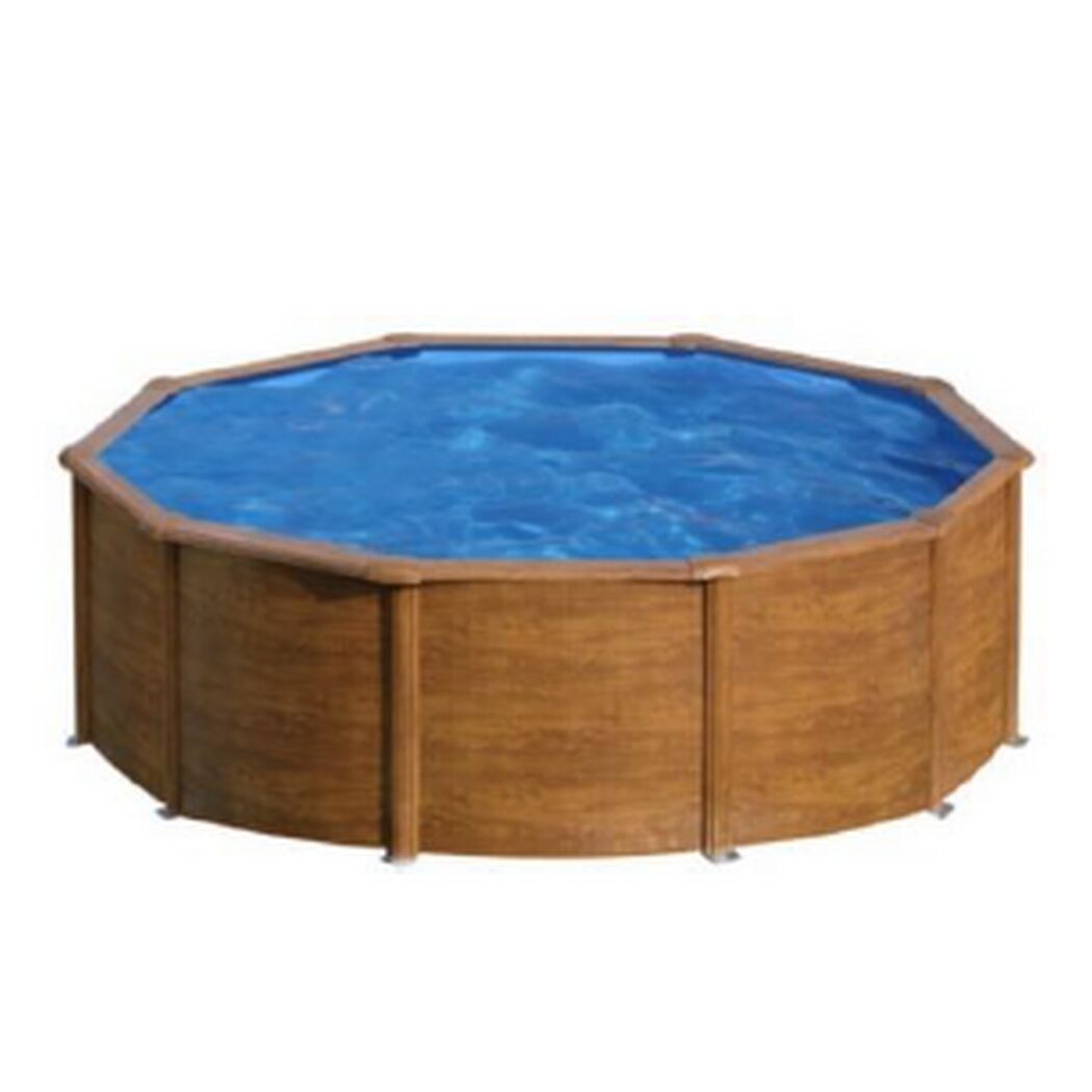 Runder Pool mit Holzoptik