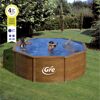 Drei Kinder planschen im runden Aufstellpool von Gré
