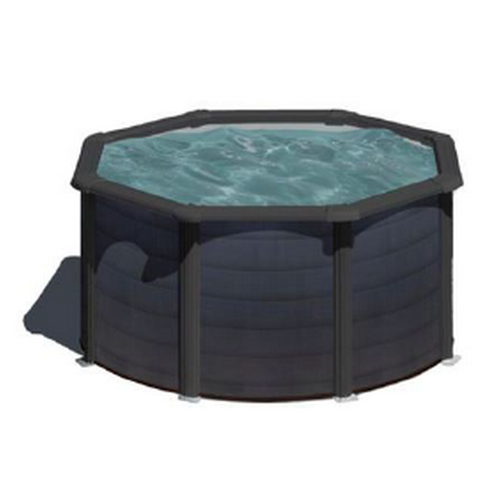 Aufstellpool in Grafitoptik mit Wasser gefüllt.