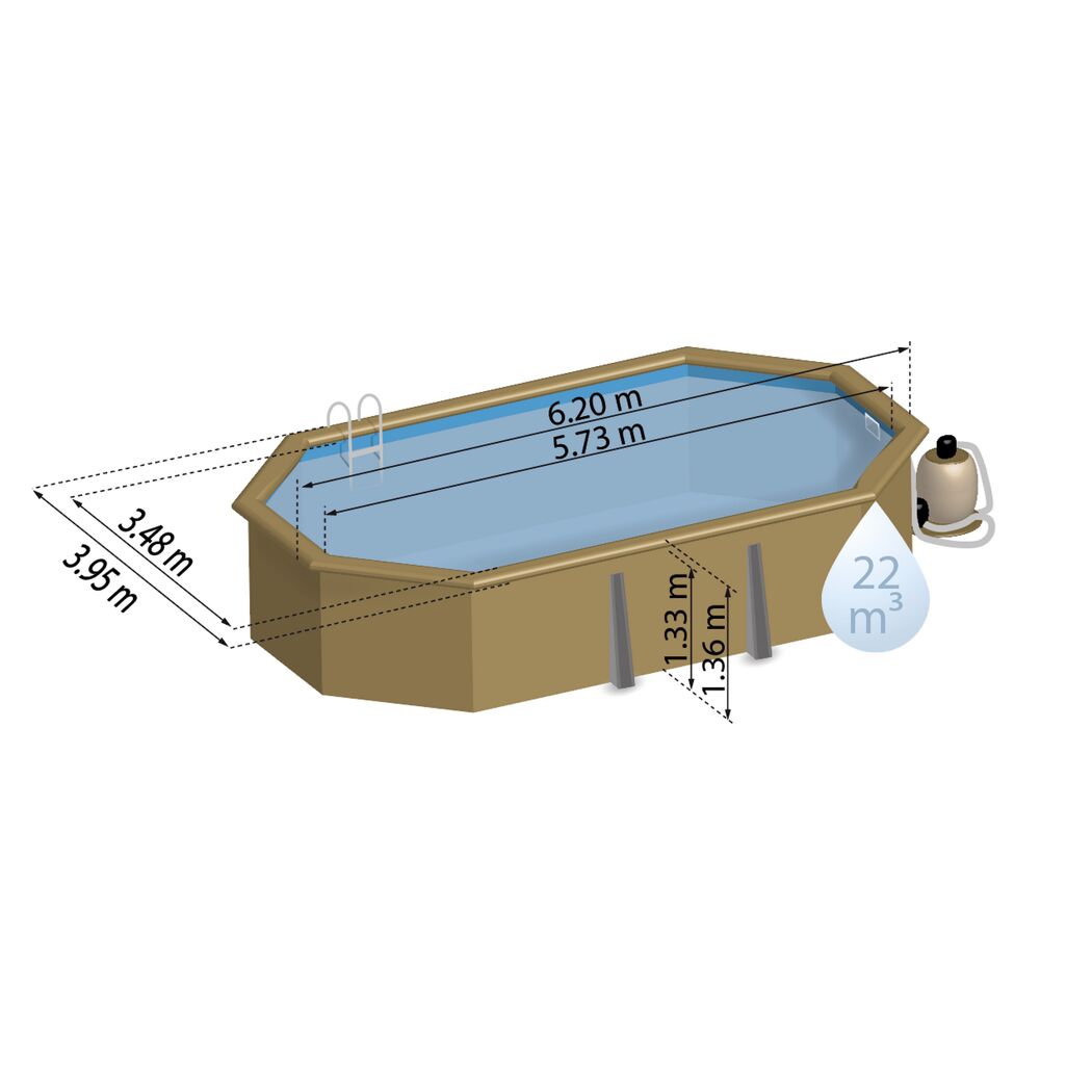Holzpool SAFRAN 2 mit Maßen
