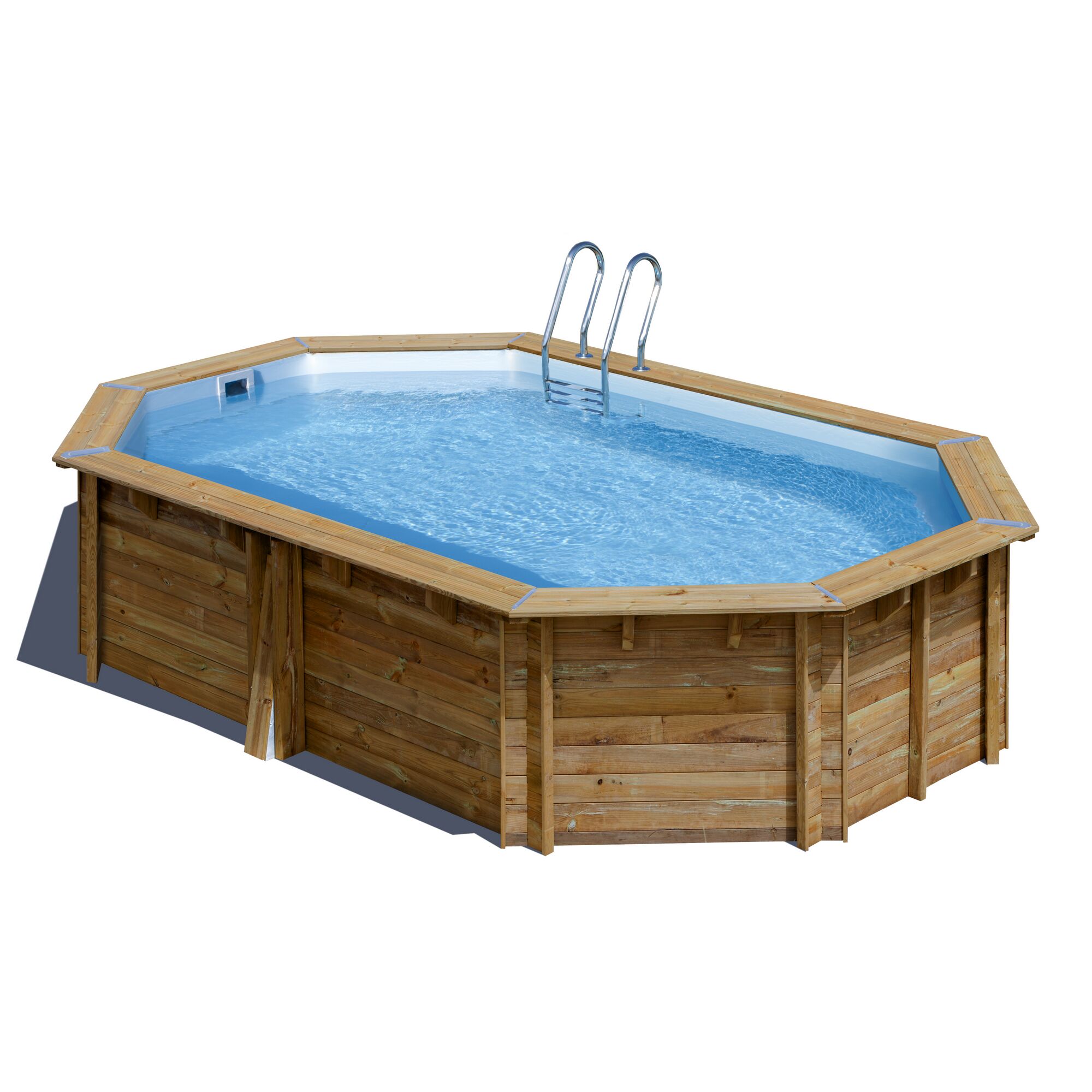 Achteckiger Holzpool CANELLE 2 mit Leiter.