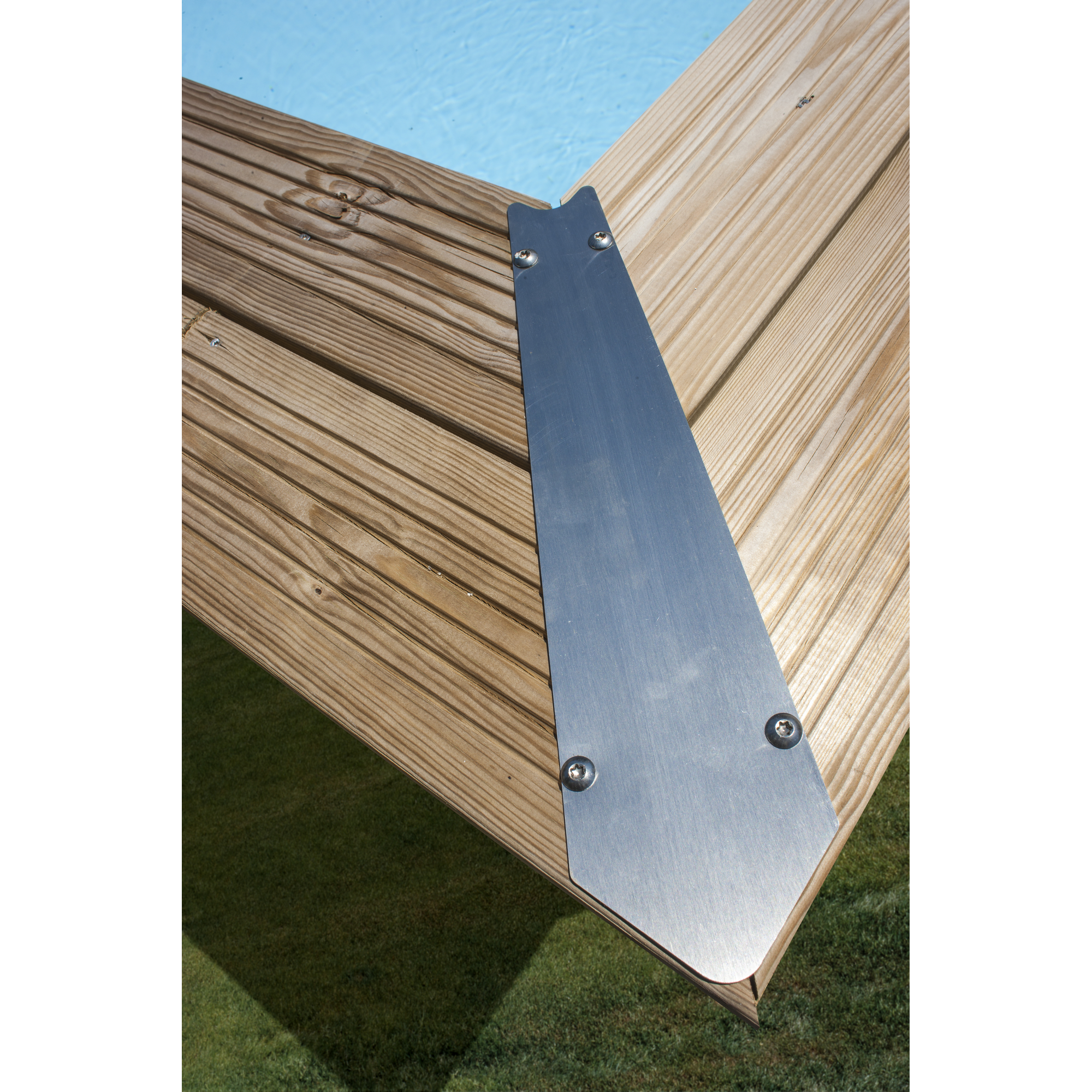 Massivholzpool-Set 'Sunbay' 335 x 535 x 117 cm mit Sandfilter und Edelstahlleiter, Holzleiter + product picture