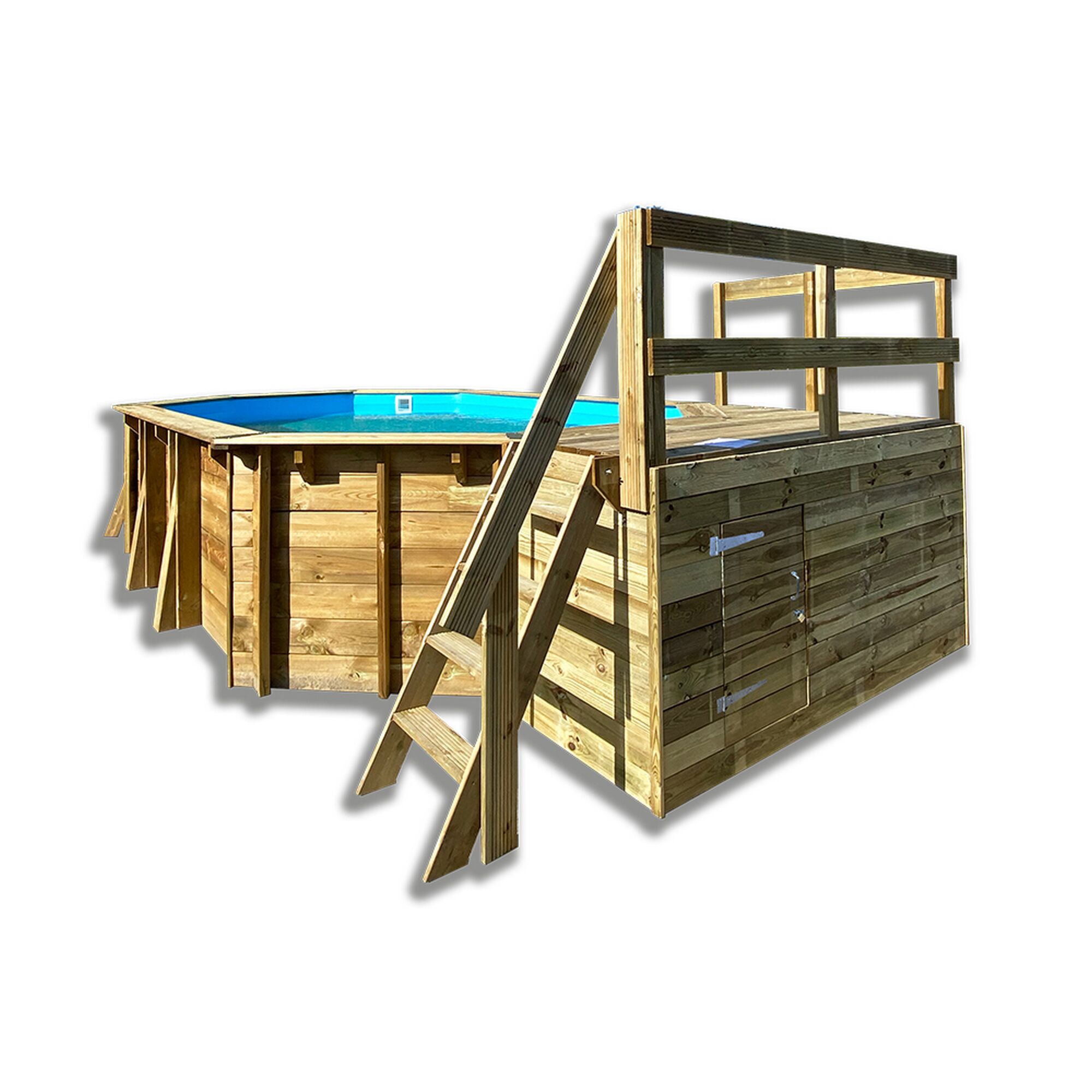 Pool Safran2 mit Holzdeck und Leiter