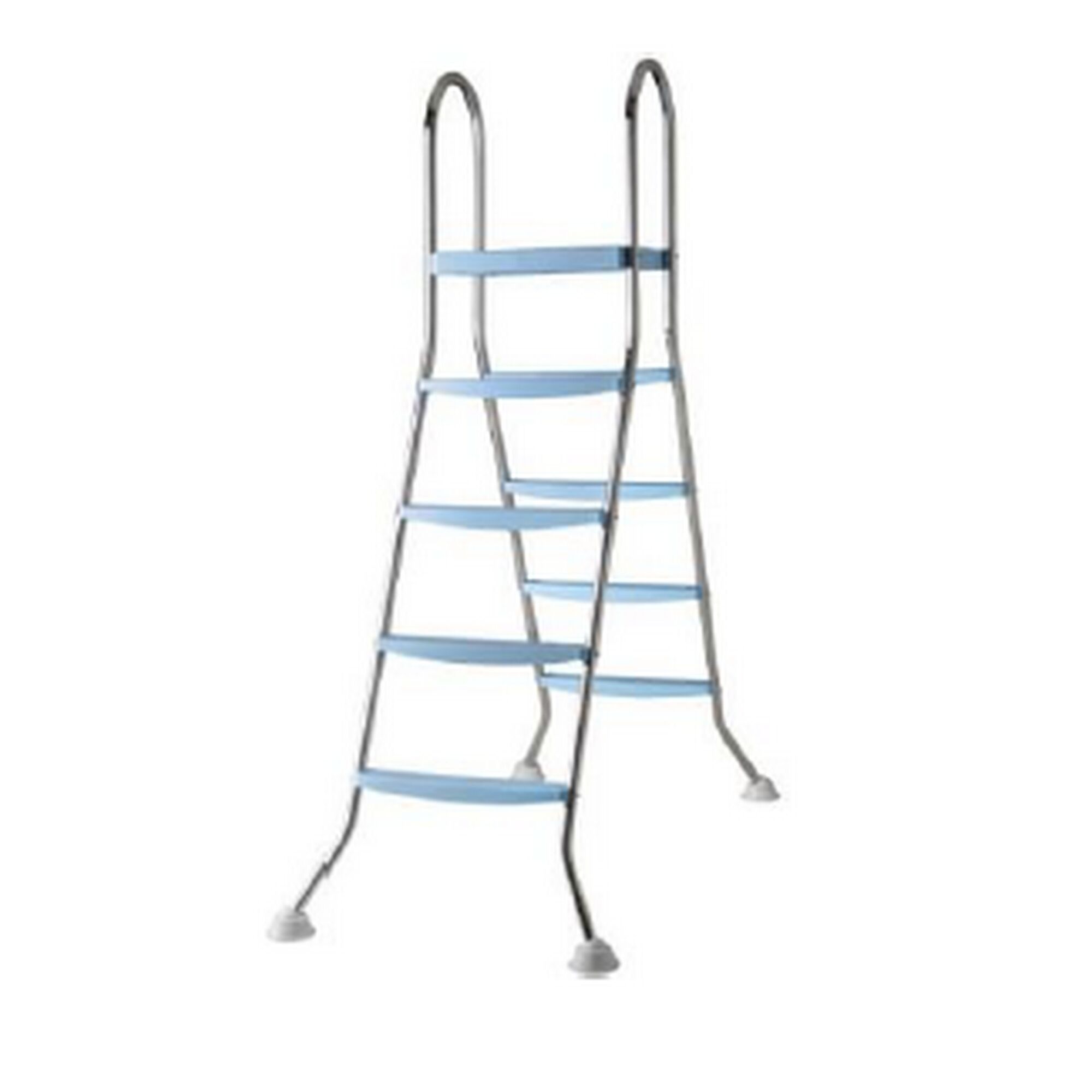 Poolleiter mit sechs blauen Stufen