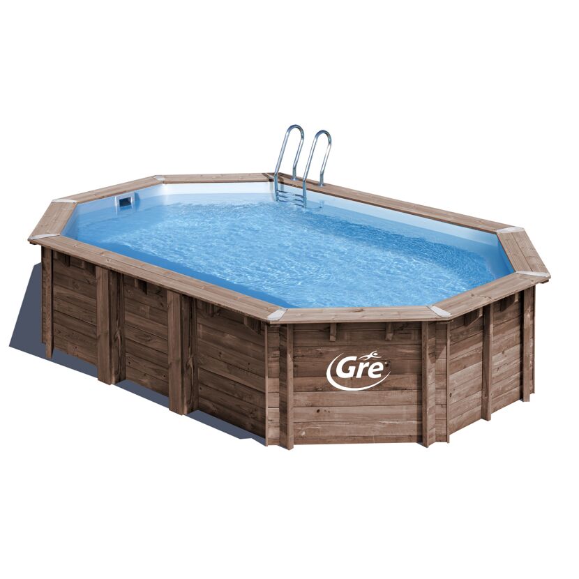 Achteckiger Holzpool mit Leiter von Gre