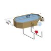 Holzpool mit Maßen und Pumpe