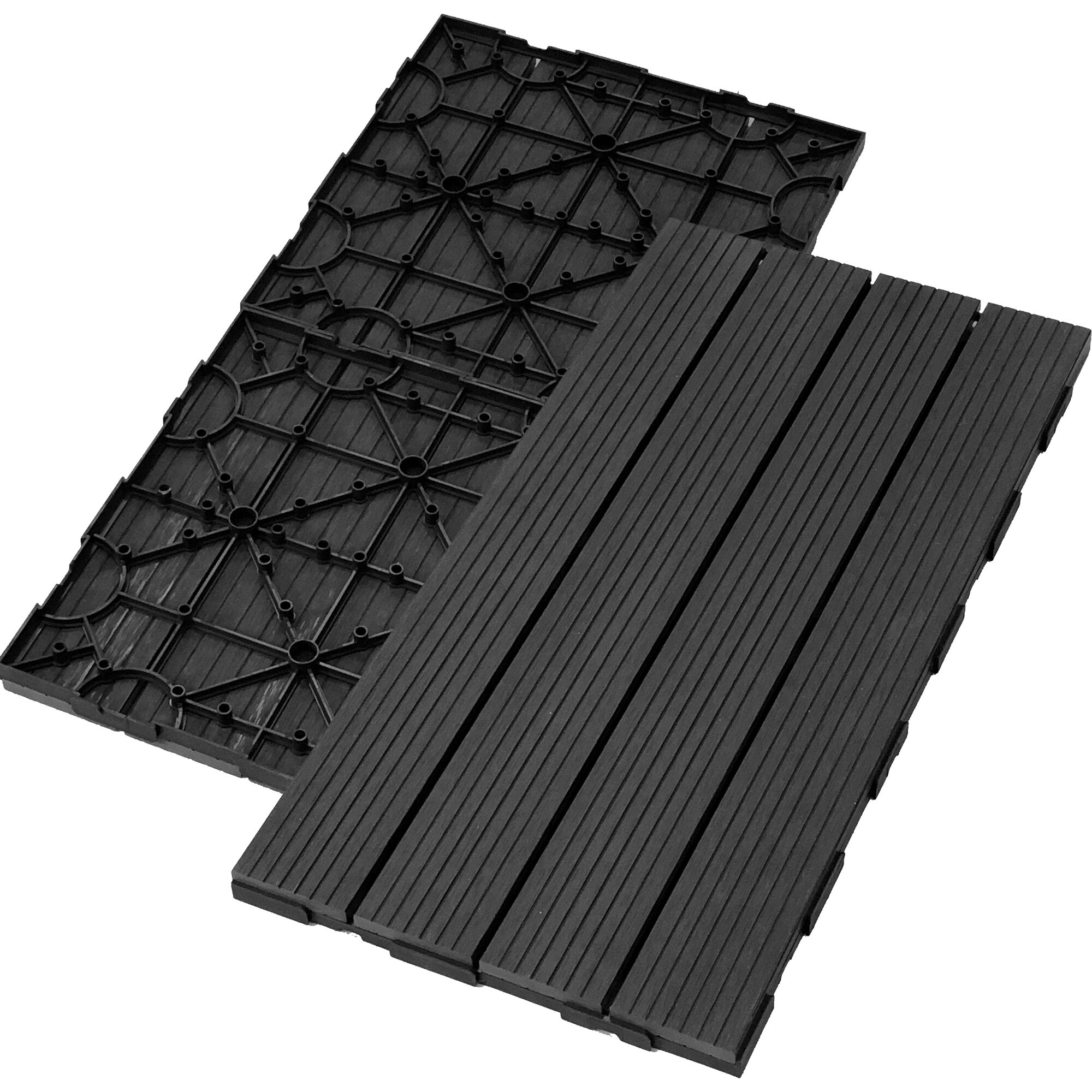 Schwarze Klickfliese von unten und von oben